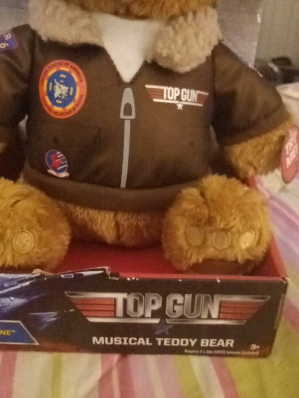 Musical  Tom Cruise Teddy Bear - Brown Plush Pilot Toy